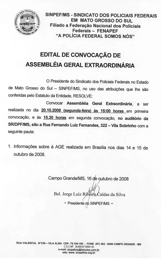 ASSEMBLÉIA GERAL EXTRAORDINÁRIA