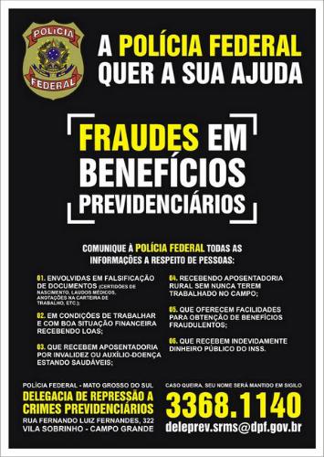 PF pede que a população denuncie casos de fraudes previdenciárias »